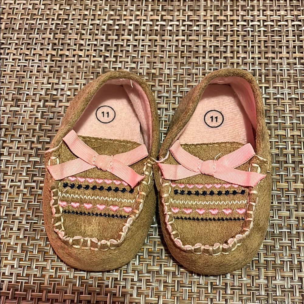 Kids Moccasins with Pink Accents